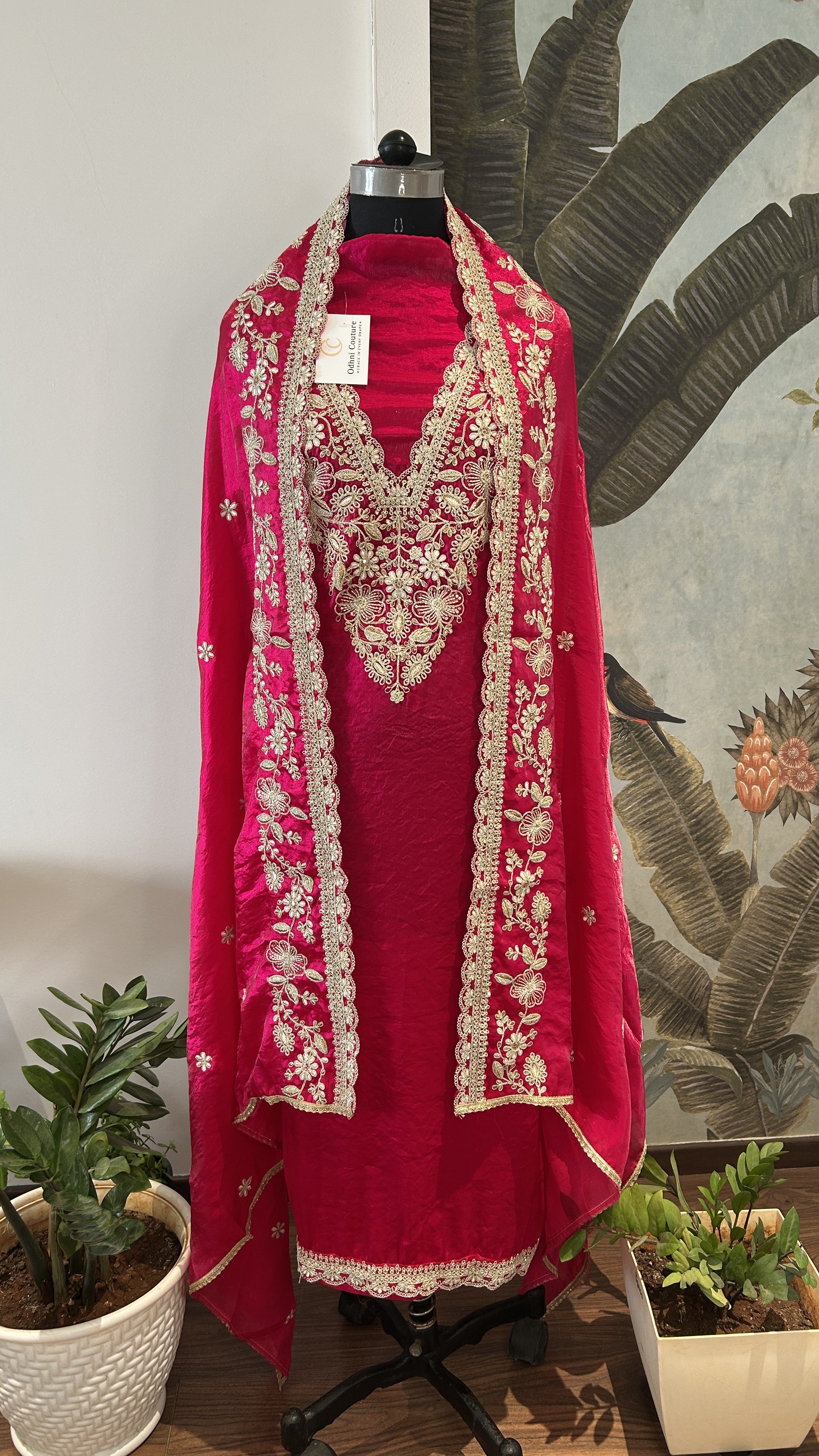 RANI SAAHIBA Dupatta da donna in seta stampata, Blu Reale, taglia unica